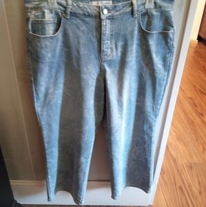 NEWCurvy Fuller Hip And Thigh Women's Light Blue Patterned Jeans Size 16 Cropped